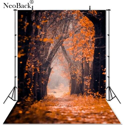 NeoBack Thin Vinyl Golden Autumn Forest Scene Photography Backdrop Children kids Backdrops Studio Photo Wedding Background P1660