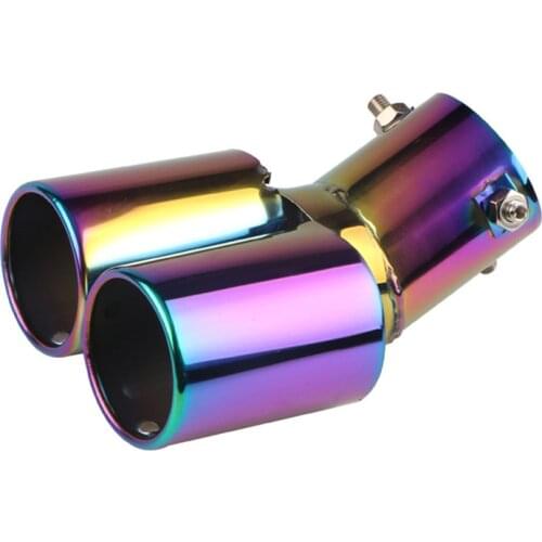 Car Styling Mufflers Exhaust Tail Throat Pipe Tip Flat Universal Straight Stainless Steel Multi-size Dual Outlet Muffler