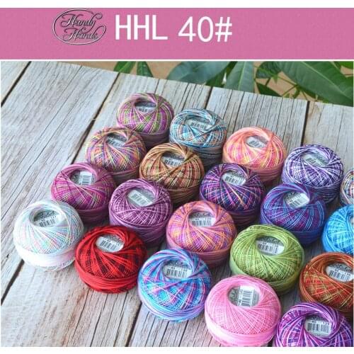 HHL cotton lace line Woven Crochet hook /Shuttle thread NO.40 dyed series 25g/roll 274meters thickness 0.3-0.4mm 124-147