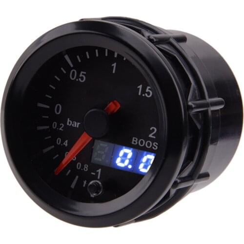 DWCX PSI Turbo Boost Meter Bar Pressure Gauge 7 Color Digital Pointer 2" 52mm Fit for All 12V Cars