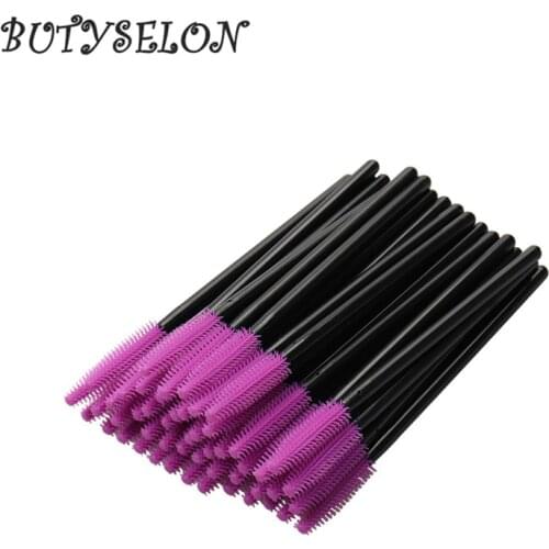 200pcs Makeup Brushes Handle Disposable Brushes Eyelash Extension Mascara Wands Applicator Wand Eyes Lip Silicone Brushes