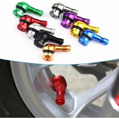 2pcs Motorcycle Rim 90 Degree Angle Aluminum Alloy Valve Motorcycle Wheel Tire Tubeless Valve Stems Universal Valve Accessories