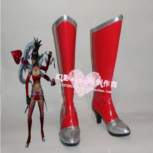 LOL Heart Seeker Vayne Red Long Halloween Cosplay Shoes Boots H016
