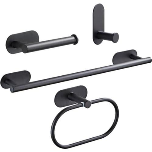 Matte Black Double Towel Bars Bathroom Towel Hanger Space Aluminum Bathroom Accessories Towel Rack Towel Ring Toilet Brush