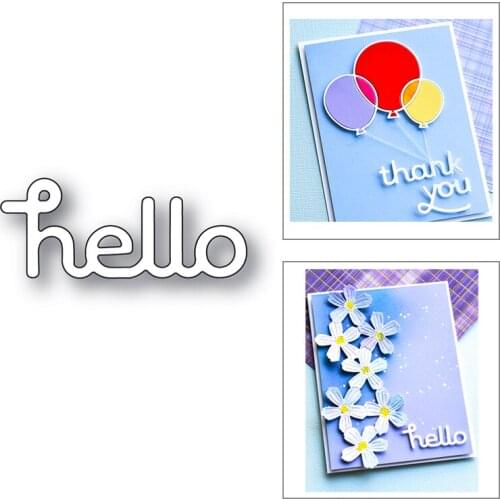Cute Hello Letter Die Cuts Words Metal Cutting Dies New 2021 for DIY Paper Album Cards Christmas invitation Cards Decoration