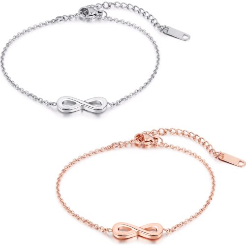 Fashion Simple Infinity Women 's Bracelets Bangles Rose Gold Color Stainless Steel Link Chain Female Ladies Jewelery Gift