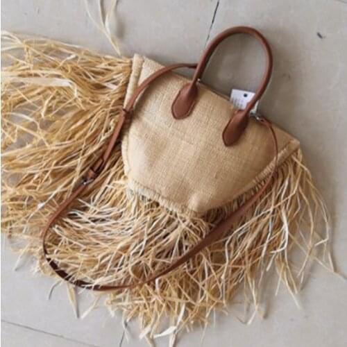 Fashion Tassel Straw Bags Rattan Weave Women Handbags Designer Luxury Handmade Paper Shoulder Crossbody Bags Summer Beach bolsas