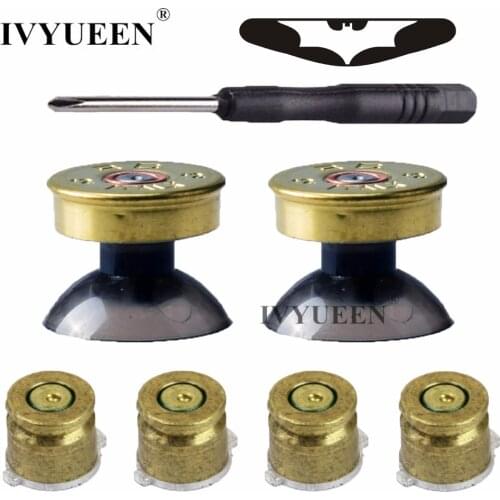 IVYUEEN Bullet Brass Buttons Mod Kit For Playstation 4 PS4 DS4 Pro Slim Controller Analog Thumbsticks Sticks with Face Button