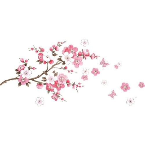 1pc Cherry Blossom Wall Stickers for Kids Children Decor New Arrival Waterproof Tv Background Wallpaper Mural Art Decal Poster