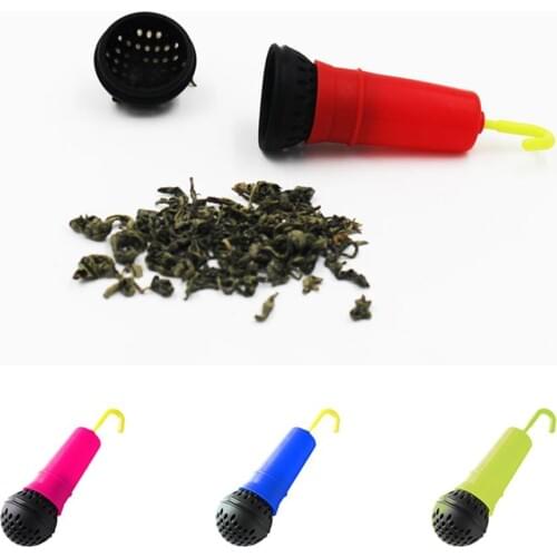 New Lovely Microphone Shape Silicone Tea Leaf Strainer Herbal Drink Infuser Filter