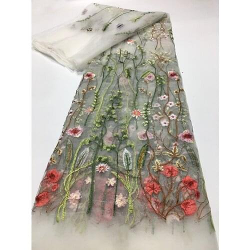 Latest Ivory African Lace Fabric 1 Yard 2021 High Quality Net Nigerian Mesh Tulle Material French Lace Fabric For Party M15531