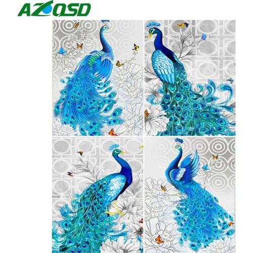 AZQSD Adult Paint By Numbers Animal Picture For Living Room Home Decoration Coloring By Numbers Peacock Handmade Gift