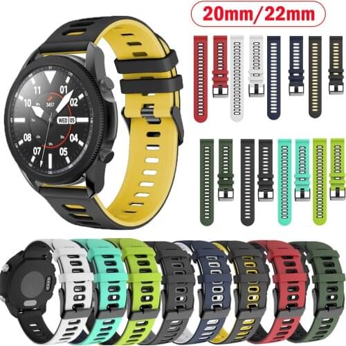 20mm 22mm Silicone Strap Band For Samsung Galaxy Watch3 Gear s3 42mm 46mm Active 2 40mm 41 45mm For Huami Xiaomi Amazfit GTR BIP