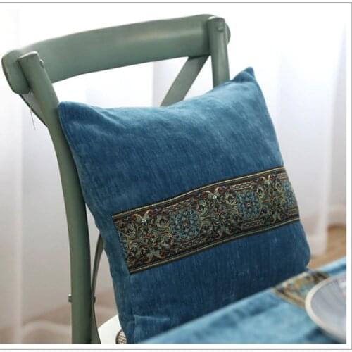 Luxurious Velour Embroidery Pillow Cover Blue Grey Beige Cushion Cover Home Decor Pillow Decorative Throw Pillows Pillow Case