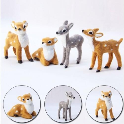 Christmas Reindeer Mini Simulation Deer Plush Plastic Christmas Deer Simulated New Year Xmas Elk Display Window Kids Gift 2021