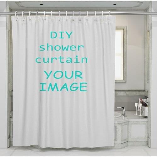 DIY Your Favorate Print Perforated Shower Curtain Water Proof Blackout Window Curtain with hinge 2 Panels