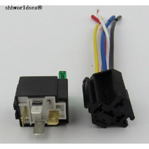 Shhworldsea Fuse Box 4-Pin Socket Base Relay Fuse Holder Wired Cable 18AWG 30A 12V