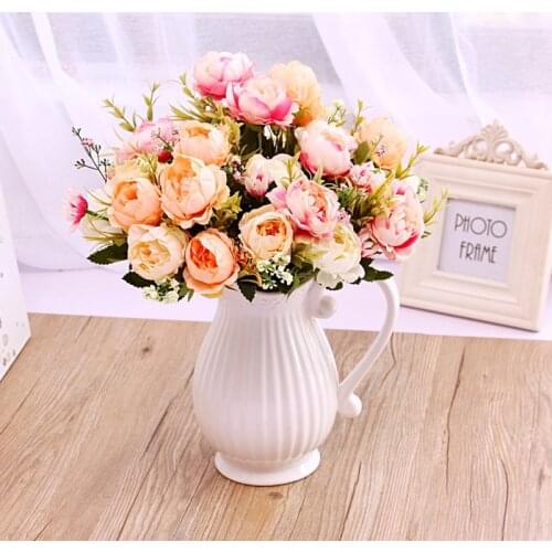 Modern Ceramic Wedding Decorative Vase Modern White Ceramic Vase Artificial Flower Bottle Household Decor Pink Blue Vases