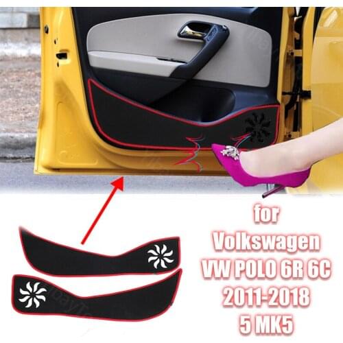 Side Edge Guard Trim Accessories Protection Carpet Car Door Anti Kick Pad Sticker Protective Mat for VW POLO 6R 6C 2011-18 5 MK5