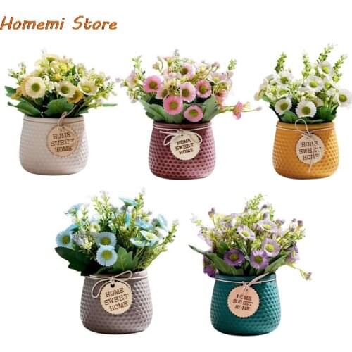 White Daisy Artificial Flowers Bouquet For Home Wedding Garden Decoration DIY Silk Fake Flower Bonsai Home Decoration