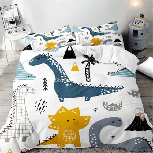 Boys Cartoon Dinosaur Family Bedding Set Twin Full Queen King Size 3PCS Comforter Cover Set No Filling with Teens Birthday Gift