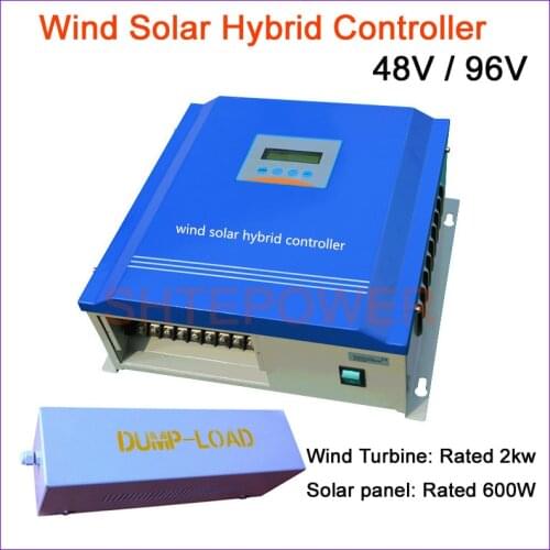 LCD display 2000w Wind solar hybrid controller for 600w Solar panel system 2kw windmill turbine system 48v 96v