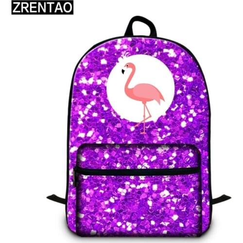 ZRENTAO cartoon flamingo backpack notebook bags cotton school backpack daily bookbags for college students mochilas travel bags