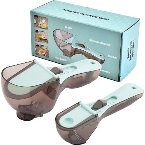 Bakeware Kitchen Baking Tool 1pc Small 1pc Large Adjustable Measuring Spoon Measuring Spoon Cup Scoop Set Plastic Measuring Set