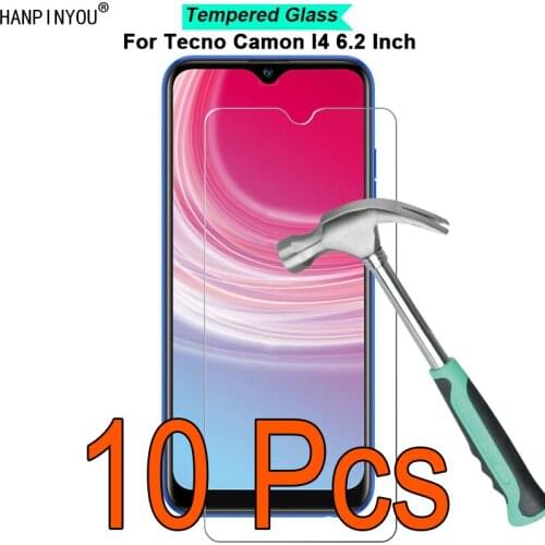 10 Pcs/Lot For Tecno Camon I4 6.2" 9H Hardness 2.5D Toughened Tempered Glass Film Screen Protector Guard