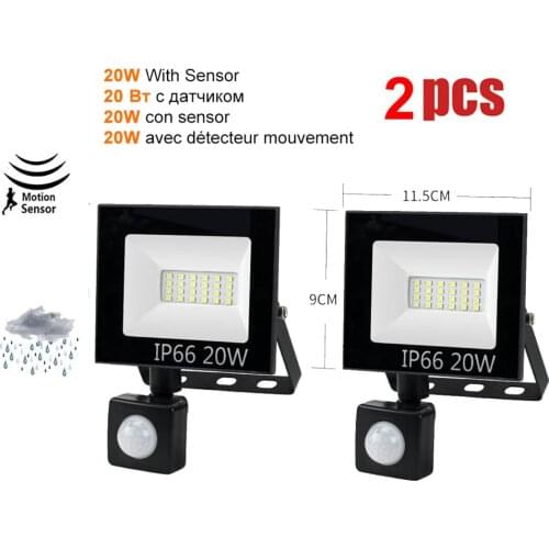 2 pcs 220V 10-100W LED FloodLight Spotlight Exterior Street wall reflector LED lamp Sensor LED Light Garden Path Spot Emergency