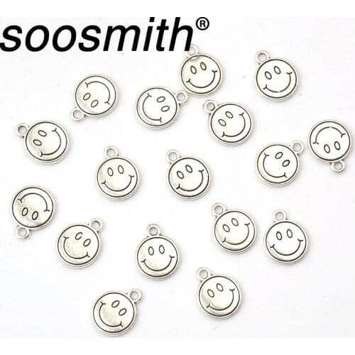20pcs Smiley Pendant Metal Bead Zinc Alloy Beads 12x15mm Size Beads For Jewelry Making DIY Necklace Pendant Gift Accessorie