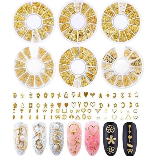 200pcs/box 3D Nail Art Alloy Decoration Jewelry Glitter Rhinestone Nail Art Decoration Jewelry Xingyue Rivet Metal Ring Mixed