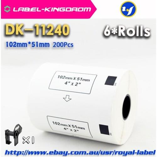 6 Refill Rolls Compatible DK-11240 Label Diameter 102mm*51mm 600Pcs Compatible for Brother Label Printer White Paper DK-1240