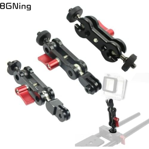 Aluminum Mini Magic Arm Tripod Mount 1/4" Adapter Hot Shoe Ball Head Monitor Connector for GoPro 9 for Osmo Action Video Cameras