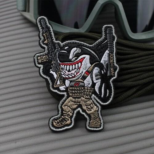 Armor Warrior Shark Military Embroidery Patches Army Emblem Tactical Accessory For Clothes Garment Velcro Decor