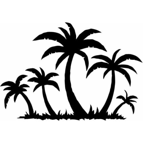 Car Stickers Palm Tropical Tree Fashion Creative PVC Car Decoration Accessories Decals Waterproof Black/white,17cm*12cm