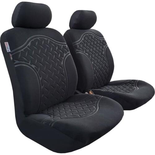 Suede Seat Covers For Trucks Cars SUV, Embossed Black Velvet Front Set Auto Protector, Airbag Safe Universal Easy Fit