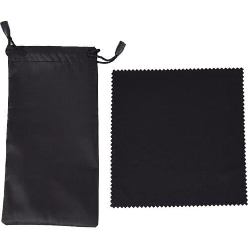 1Pcs Black Eyeglasses Sunglasses Pouch Carry Bag With Protection Soft Microfiber Wipe Cloth