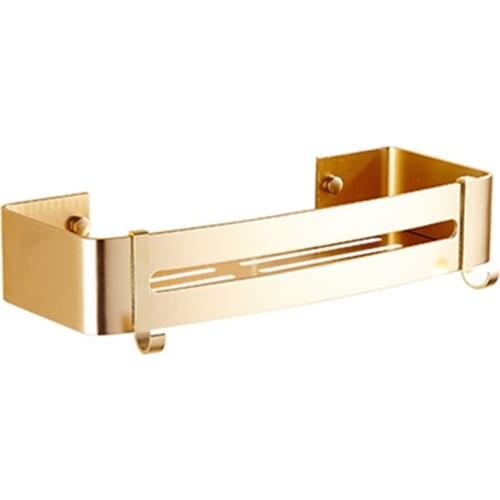 Black Rectangle Shower Caddy Bathroom Space Aluminum Shelves with Two Hooks Wall Mounted 1/2/3 Tier Storage etagere salle de