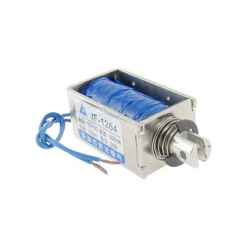 DC 24V/12V Pull Type Open Frame Solenoid Electromagnet Holding Force 55N JF-1264