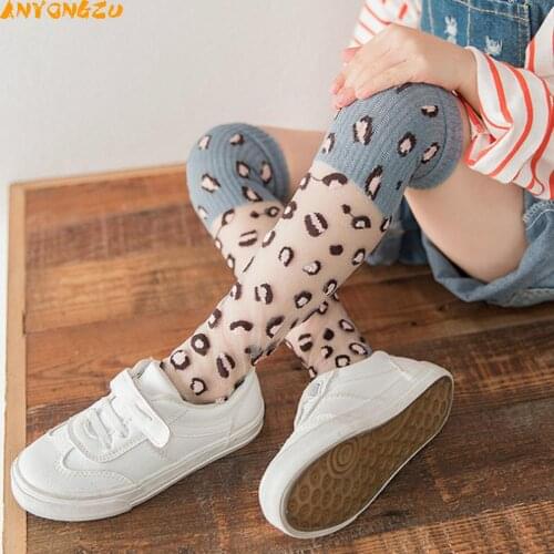 Children Socks Summer Mesh Anti Slip Long Tall Fashion Casual Non slip 3-8 Years Leopard Girls Knee High Socks White green yello