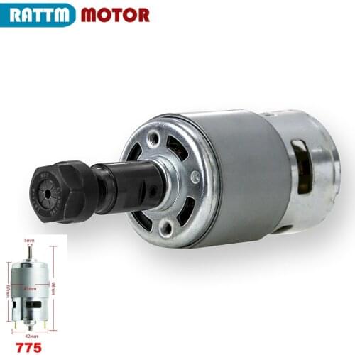 12-36V 775 DC Spindle Motor with ER11 Extension Rod Ball Bearing for CNC Router Machine 1610 (Pro) / 2417/ 3018