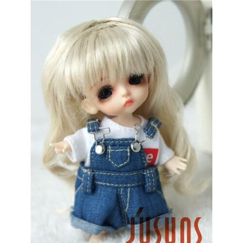 JD282 Pretty curly doll wigs 3-4inch tiny dolll Long curly hair Synthetic mohair doll accessories