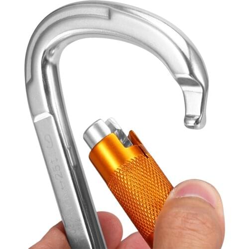 25KN Twist Locking Gate Carabiner Certified Auto Lock Carabiner Outdoor D-ring Buckle Climbing Canyoning Hammock Locking Clip