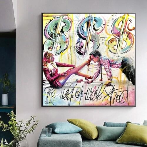 Wolf of Wall Street Graffiti Canvas Painting Posters and Prints Modern Canvas Artwork for Living Room Decor Cuadros