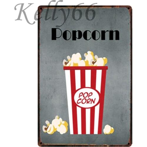 [ Kelly66 ] Movie Time Popcorn Buttery Fresh Metal Sign Tin Poster Home Decor Bar Wall Art Painting 20*30 CM Size y-1917