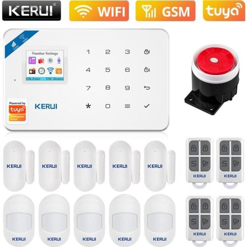 KERUI Tuya APP Control Smart Wireless WiFi GSM Alarm System W181 Home Security Alarm System Low Battery Reminder Timing Features