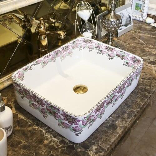 Bathroom Washbasin Square Ceramic Art Basin rectangular bathroom sink