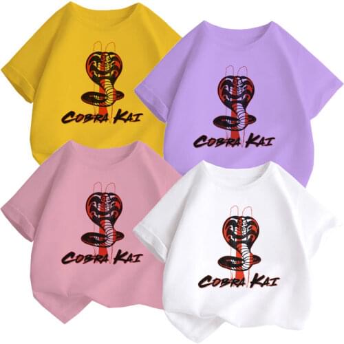 Summer 2021 Cobra Print Youth T-Shirt Boy Fashion Short Sleeve Kids Casual Style 2 To 9 Years Old Street Gift For Unisex