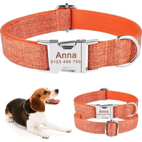 AiruiDog Nylon Personalised Dog Collar Boy Girl Pet Name ID Laser Engraved Quick Release